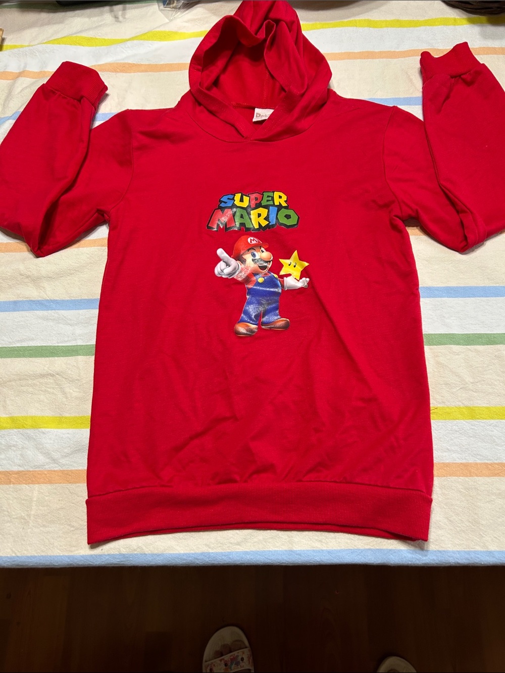 Dgfstm Kids Red Super Mario Long Sleeve Pullover Hoodie with Super Mario Graphic
